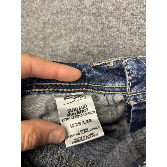 Silver Jeans Co Suki Mid Bootcut Jeans Womens 28x33 Blue Embroidered Denim - Picture 11 of 12